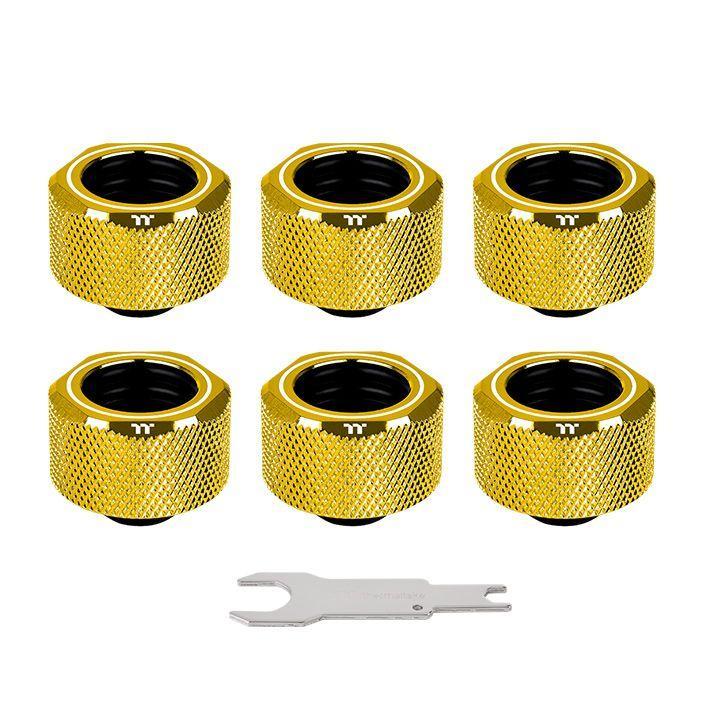 Pacific G1/4 PETG Tube 16mm OD Compression – Gold (6-Pack Fittings) - وصلات أنابيب